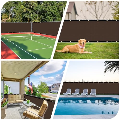 i COVER 4x12ft Privacy Screen Fence, Outdoor Fencing Panels, Garden Windscreen Mesh Shade Sail Net Barrier, Fence Privacy Screen Reinforced Bindings and Brass Grommets Cable Zip Ties, Brown - color: Brown, size: 4x12ft