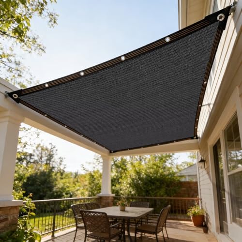 8 x 20 FT Sun Shade Cloth for Outdoor Patio, Pergola Shade Cover with Grommets Deck Shade Privacy Screen Balcony,90% UV Protection Shade Fabric Black Sunshades for Garden Backyard Outdoor - color: Black, size: 8 x 20 FT