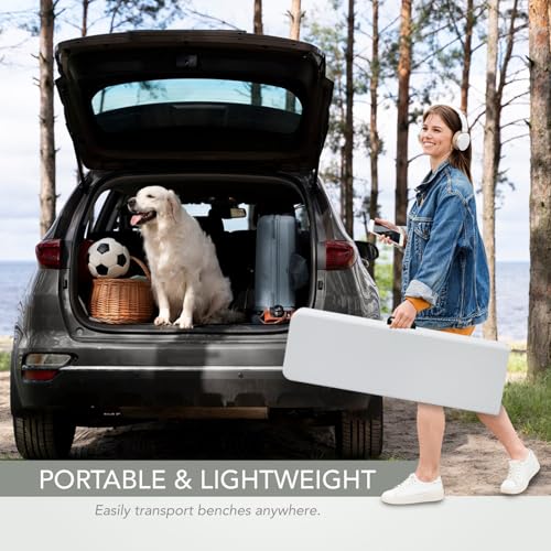 AJP Distributors 6 Foot Portable Plastic Folding Bench 6FT 72" Half Foldable Heavy Duty Seat w/Carry Handle - Indoor Outdoor Backyard Camping Picnic BBQ Party Wedding Dining Office Event Meeting White - color: White, size: 6 Foot - 1 QTY