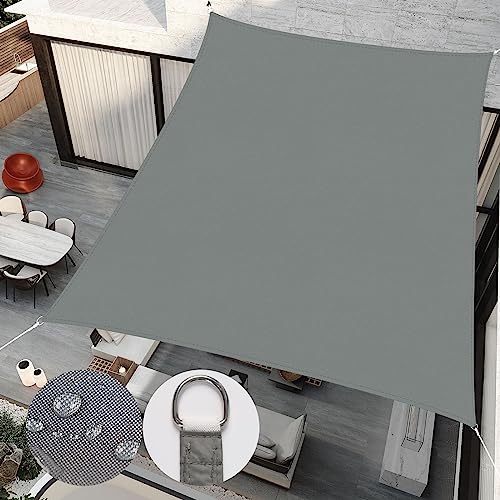 RICHIE Upgrade 8'x10' Sun Shade Sail Rectangle Canopy, Water Resistant & UV Block Sunshade for Outdoor Patio Lawn Beach Garden Carport Backyard Deck Pergola, Grey - color: Gray, size: 8'x10', style: Rectangle