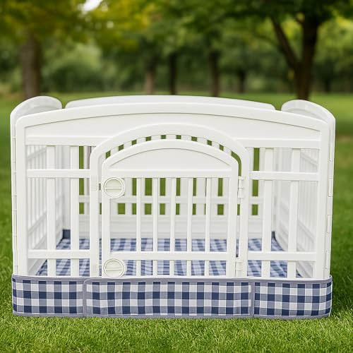 Dog Playpen Bottom Pad Fits for 36 Inch 4 Panels Exercise Pet Playpen, Dog Crate Pad Puppy, Hoop and Loop Design (Note: Playpen Not Included). (BlackCheckered) - color: BlackCheckered