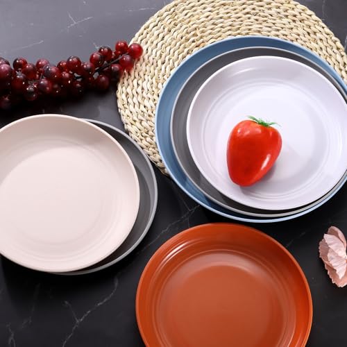 uxcell 8Pcs Plastic Plates Set, 8 Inch Unbreakable Dinner Plates Set Plastic Plates Reusable Dishwasher & Microwave Safe for Restaurants Kitchen Food Outdoor Camping, Light Blue - color: Light Blue, size: 8"