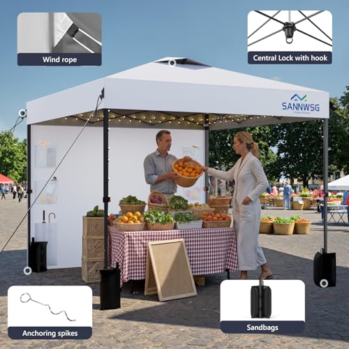 8X8 Pop Up Canopy Tent,Removable Pockets Sidewall for Extra Storage,Easy Up Canopy,Heavy Duty One Person Set Up Event Tent,White - style: 8X8 FT