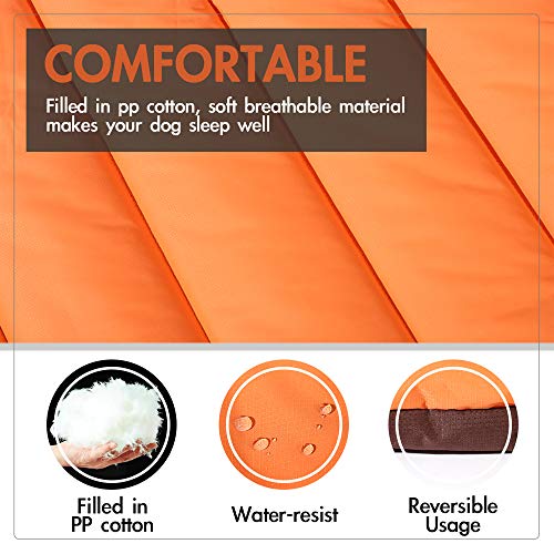 CHEERHUNTING Outdoor Dog Bed, Waterproof, Washable, Large Size, Durable, Water Resistant, Portable and Camping Travel Pet Mat - color: Orange, size: X-Large