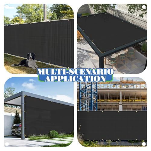 ECOOPTS 6'x2' Privacy Fence Screen Windscreen with Copper Grommets, Fit for Commercial Fence and Residential Garden Outdoor 90% UV Blockage, Cable Zip Ties Included (Black) - color: Black, size: 6'x2'