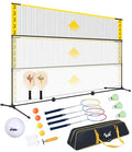 3-in-1 Portable Badminton, Volleyball & Pickleball Net Set for Adults, Adjustable Height 34"–7 ft for Backyards or Beach, Outdoor Sports Combo with Carry Bag, Rackets, Paddles & Balls - style: 10 ft wide Half Court Net