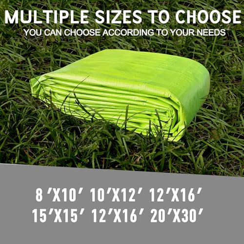 7 Mil Lime Green 12x16 Feet Tarp -Multifuctional Poly Tarp - Cover,Waterproof, UV Resistant, Weather Resistant - color: Lime, size: 12x16FT