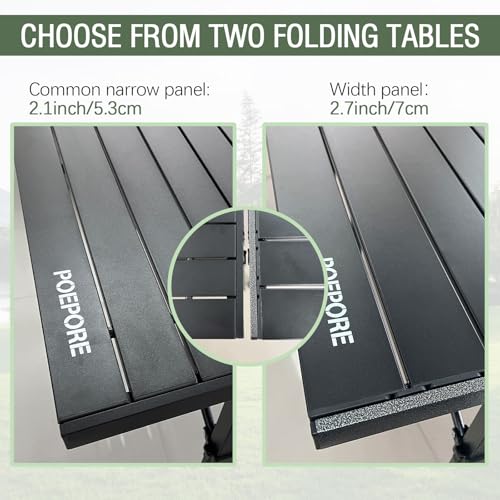 Large Folding Camping Table Aluminum with Storage for 4-6 People 55"X27.5" Roll Up Tall Outdoor Portable Table Lightweight with Carry Bag for Picnic BBQ Backyard Beach - color: Silver-55*27.5-2.08in Panel