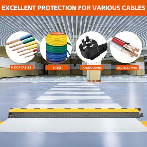 4PACK 2 Channel Cable Protector Ramp, Heavy Duty Rubber Driveway Cord Cover, Anti-Slip Wire Protector for Cables & Hoses, Indoor/Outdoor Safety Cover for Warehouse Garage - style: 2Channel x 4Pack