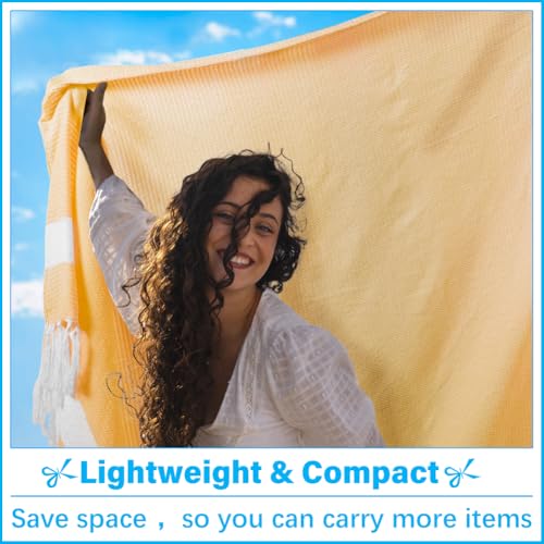 Vikumond Oversized Turkish Beach Towel Blanket XXL Cotton Sandproof Towels Boho Woven Extra Large Big Sand Free Giant Throw Blankets Huge Quilt XL Picnic Camping Necessities Cloud for Adult Gifts - color: Cten Yellow, size: XXXL(88x82 IN,224x208 CM)
