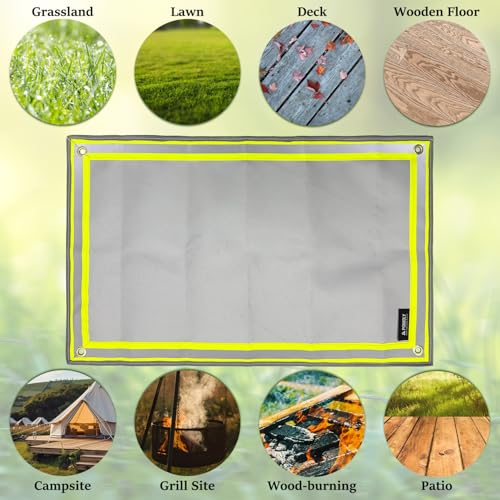 POMOLY Fire Pit Mat,Fireproof Mat Visible at Night-Great for Deck Fire Pit Base,Patio Fire Pits Pad for Outdoor Wood Burning, Wood Floor, Grass, Campsite, Lawn(31.5'' X20'') - size: Small