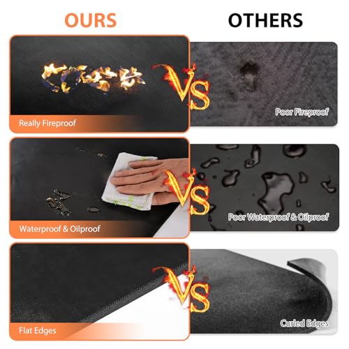 60 x 42 inch Under Grill Mats for Outdoor Grill, Double-Sided Fireproof Deck and Patio Protector Mat, BBQ Mat for Under BBQ, Waterproof Oil-Proof Grill Floor Pads Fire Pit Mat Fireplace Mat - size: 60x42in(0.6mm)