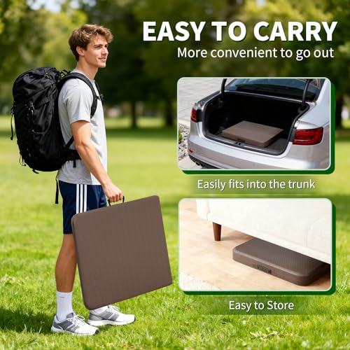 BestOffice 4 FT Picnic Table Folding Table Camping Plastic Table Fold Up Table Lock for Party Event, Brown Ratten - color: Brown Ratten, size: 4 FT