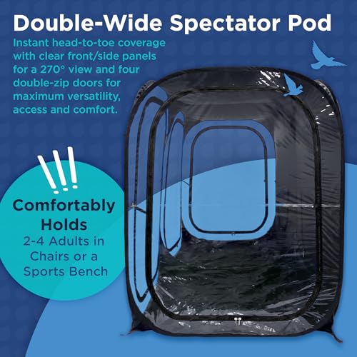 WeatherPod® Side-by-Side™ 2-4 Person Pop-Up Sports Tent Pod - The Original Shark Tank Instant Setup All-Weather Pod Shelter for Outdoor Sports, Rain, Wind & Cold - size: 2-4 Person