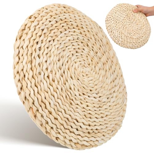 Holibanna Hand-Woven Round Meditation Cushion Set 3 Pcs Japanese Floor Pillows for Yoga Comfortable Sitting Cushions for Living Room and Dining Room