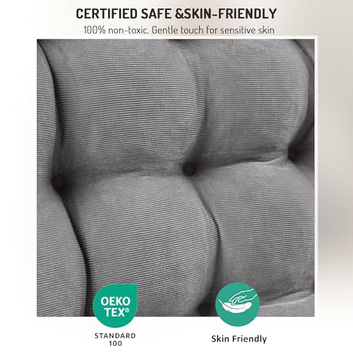 Degrees of Comfort Meditation Floor Pillow, Square Large Pillows Seating for Adults, Gray Tufted Corduroy Cushions for Yoga Reading Nook, Classroom and Living Room, Grey, 22x22 Inch - color: Square | Grey | 1 Pack, size: 1 Pack
