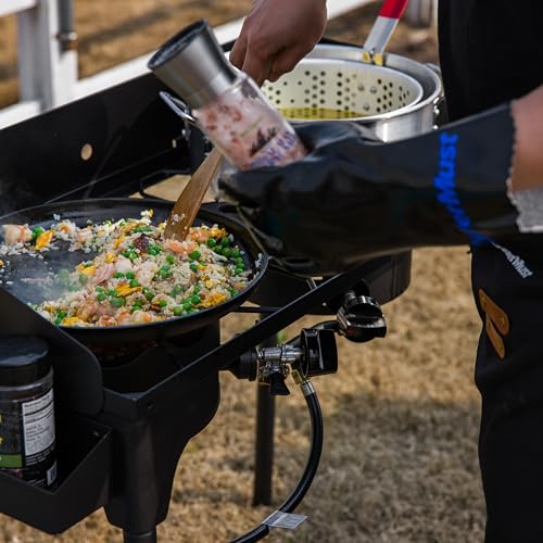 OuterMust Propane Double Burner for Outdoor Cooking Two Camping Stove with Removable Windscreen and Detachable Legs Stand for Home Brewing, Camping, BBQ - size: dual burners with wind gard