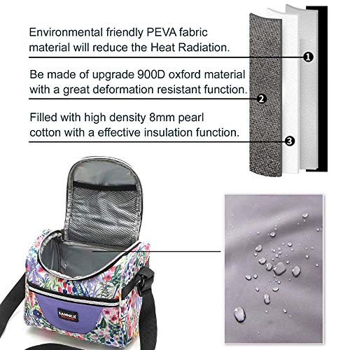 Lunch Bag insulated Lunch Box Cooler Bento Bags for Work with Adjustable Strap - color: 7L Pink 005