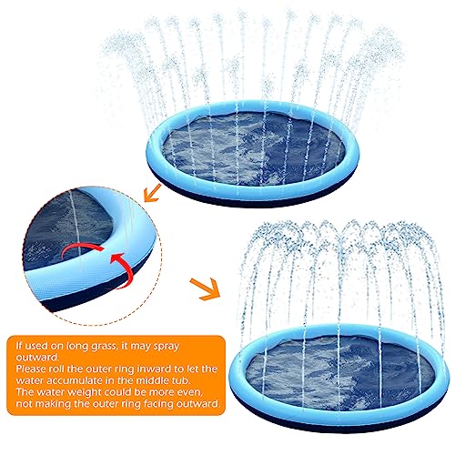 Kids Dog Splash Pad Sprinkler - Jasonwell Non Slip Dog Sprinkler Pad Splash Pool Puppy Dogs Pool Summer Outdoor Water Toys Backyard Durable Splash Pad for Toddlers Kids Small Medium Large Dogs Pet - style: Blue - 97"