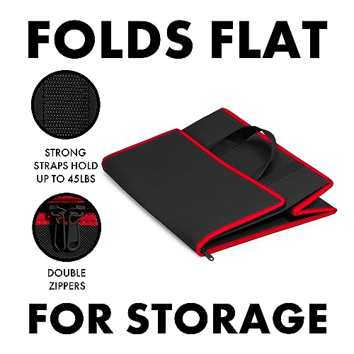 Carrywell (Not Made In China) Insulated Reusable Grocery Bags, Catering and Delivery Bag For Hot and Cold Food, Collapsible Thermal Tote For Doordash - color: Black With Red Trim, size: 1 pack, style: XL Insulated
