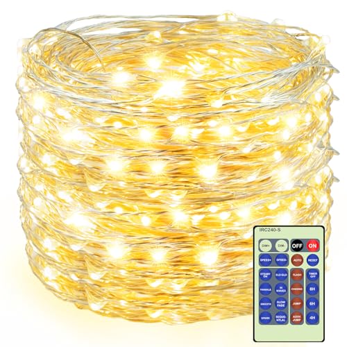 300LED Fairy Lights Twinkle String Light Plug in，99ft Bendable Silver Copper Wire Firefly Lights, 12Modes with Timer Remote，Warm White Decor for Indoor Outdoor Room Wedding Party Christmas - color: Warm White, size: 300LED