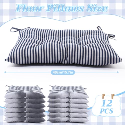 Geetery 12 Pcs Floor Pillows Bulk Seating Cushions for Floor Chair 15.7'' Large Meditation Cushion for Yoga Living Room Tatami Bedroom Balcony Office (Stripe Color,Square) - color: Stripe Color, size: Square