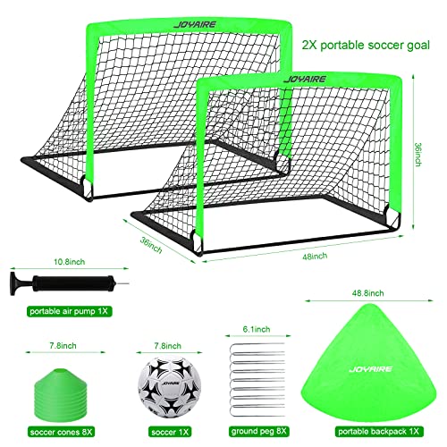 Pro-Grade Kids Backyard Soccer Goal, Tear-Resistant 5-Layer Polyester Soccer Net & 10mm Poles for Maximum Durability, 4x3ft/6x4ft/7x5ft, Pop Up Portable Soccer Training Equipment Set with Size 4 Ball - size: 4 ft x 3ft, style: Green