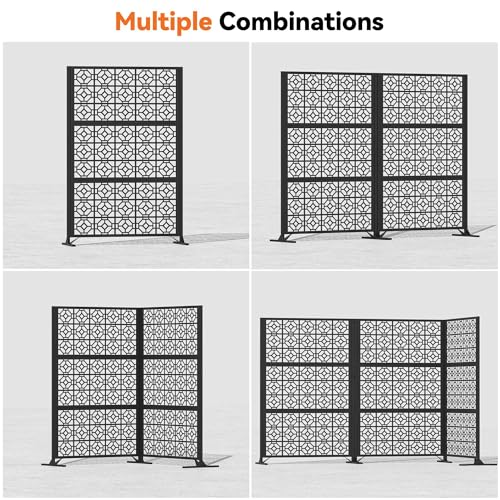 Modern Shade 4x6 FT Metal Privacy Screen with Artistic Modular Designs Decorative Patio Privacy Fence & Garden Divider, Freestanding Outdoor Metal Fence Panel, Weather-Resistant (Lattice Echo) - size: 1 Panel (Lattice Echo)
