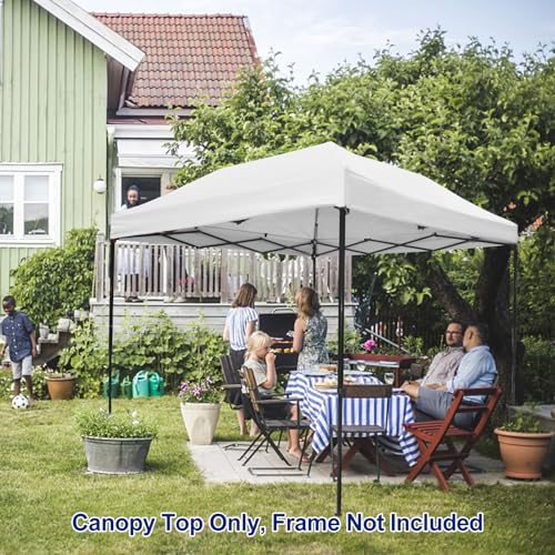 Joramoy 10×10 Canopy Replacement Top Only, Waterproof Pop Up Canopy Tent Top Cover with Ropes, Instant Canopy Top Sunshade Sliver Coated for Outdoor Garden Patio Camping (White) - color: Silver-coated White, size: 118"×118" Top Only(301×301cm）