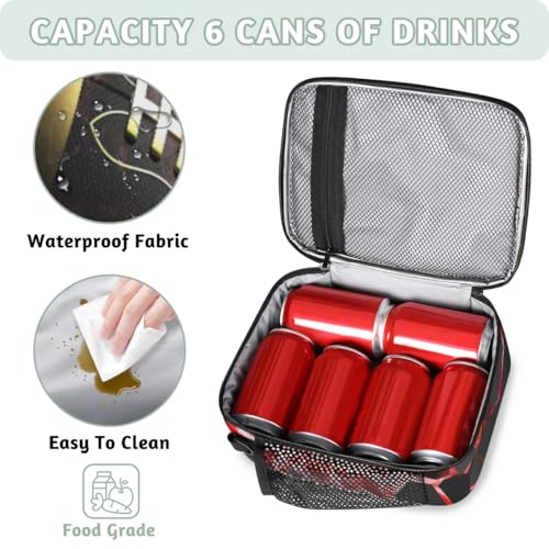 Kids Lunch Bag for Boys American Football Insulated Lunch Box with Side Pocket Reusable Leakproof Lunchbox Cooler Tote for School Picnic Travel - color: Rugby