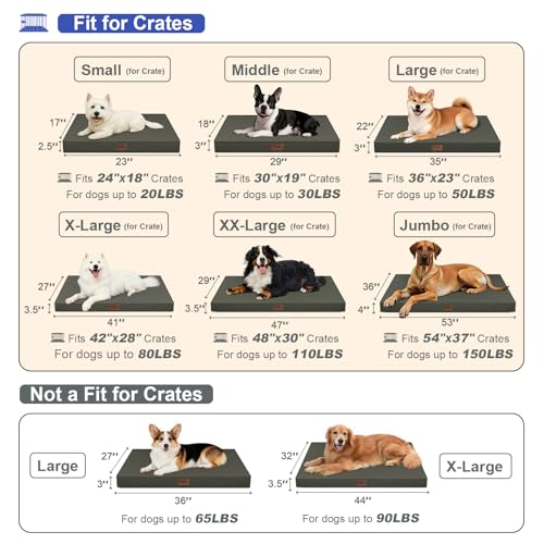 Outdoor Dog Bed for Small Dogs & Cats, Waterproof Dog Crate Mat Orthopedic Egg Crate Foam with Washable Removable Oxford Cover, Brown - color: Brown, size: 23.0"L x 17.0"W x 2.5"Th