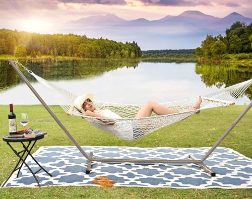 Lazy Daze Hammocks Outdoor 12 Feet Hammock Stand Heavy Duty Coated Steel Tube Frame, for Indoor Porch Patio Garden Backyard Hammocks, 450 Pounds Weight Capacity, Tan - color: Tan, size: 12 FT