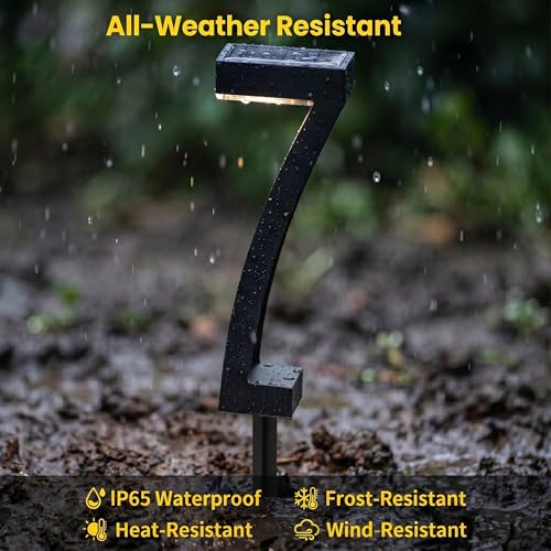 Solar Lawn Lights 7-Shaped Solar Walkway Light Outdoor IP65 Waterproof Dusk to Dawn for Driveway, Lawn, 6 Pack