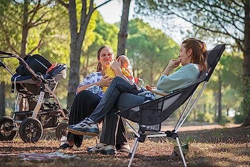 Nice C Ultralight High Back Folding Camping Chair, Collapsible Backpacking Chair, Compact & Heavy Duty Outdoor, Travel, Picnic, Festival with 2 Side Pockets, Pillow &Carry Bag (One Black)