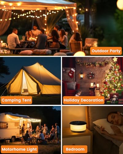 Camping String Lights, Retractable 32.8ft RGB Flash Lamp, Rechargeable Fairy LED Rope Lights Outdoor Waterproof, Portable Hanging Lantern for Outside Tent Patio Awning Garden RV Essentials - color: Black