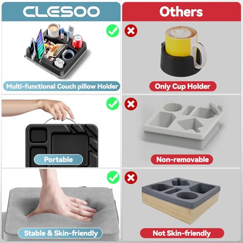 Couch Cup Holder Tray Couch Cup Holder Pillow Bed Tray Snack Sofa Bed Caddy Organizer Beach Sofa Drink Holder Anti-Spill Portable Snack Caddy Couch Remote Holder for Phone Pad Kindle Beverage Black - color: Black