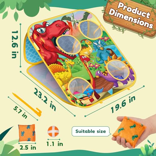 Bean Bag Toss Game for Kids - Cornhole Board Outdoor Toys for Toddlers -Party Activities Carnival Outside Yard Backyard Beach Lawn Games Toy for Kid Boys Girls Age 3 4 5 6 7 8 Year Old Birthday Gifts - style: Dinosaur