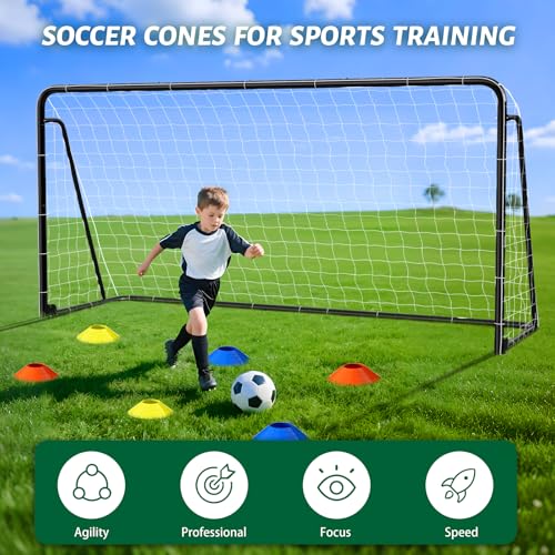 NAIZEA Soccer Goals - 24x8/21x7/18x7/12x6/16x7/10x6/8x6/6x4FT Soccer Goals for Backyard - Metal Soccer Goal for Youth Adult - Multiple Sizes Colors- Perfect for Games Indoor Outdoor - size: 12ft x 6ft, style: Trainer-Black/Steel