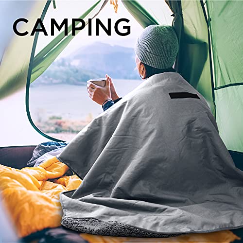 Tirrinia Large Waterproof Outdoor Blanket, Soft Warm Windproof Stadium Blanket with Sherpa Fleece and Foldable for Outdoor Sport, Baseball, Football, Beach, Concerts, Car - color: Light Grey, size: 51”x 59”