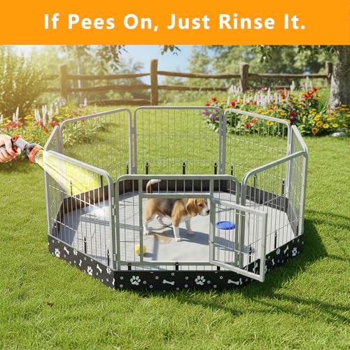 Dog Playpen Bottom Pad Fits for 24 Inch 8 Panels Metal Exercise Pet Playpen, Dog Crate Pad Puppy Playpen Pad, Elastic Band Connections.(Note: Playpen Not Included) -Black - color: Black