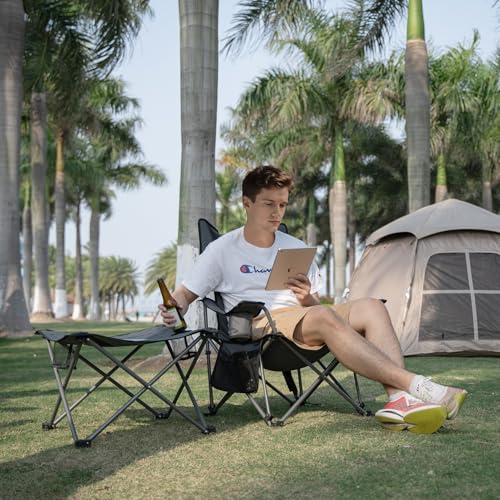 apollo walker Reclining Beach Chair, Adjustable 90-135° Backrest Camping Lounge Chairs for Adults, Folding Chair with Foot Rest & Detachable Pillow - Upgraded 8-Leg, Grey - color: Grey, style: 8-Leg