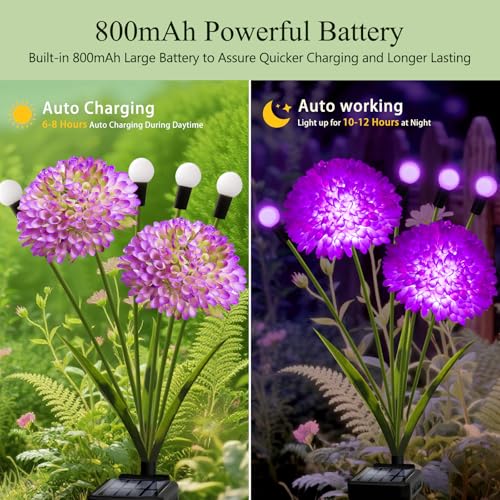 Solar Lights Outdoor Waterproof, 8 Pack Purple Solar Firefly Swaying Lights with Flowers, Flower Light Garden Decor for Halloween Christmas Outside Yard Patio, Gifts for Women Grandma - color: Purple, size: 8 pack