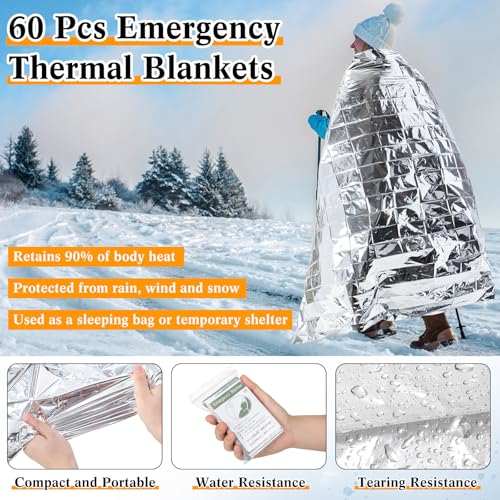 180 Pcs Homeless Care Package Supplies Bulk Winter Emergency Thermal Blankets Warm Socks Touchscreen Gloves Space Blanket Survival for Cold Weather Outdoor for Men Women(Classic Colors) - color: Classic Colors