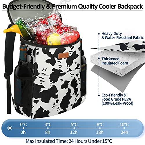 Camping Cooler Backpack 30 45 Cans, Soft Backpack Coolers Insulated Leak Proof Travel Cooler Bag Waterproof Lunch Picnic Beach Work Trip Thermal Bag Drink Beverage Beer Bag Cooler - color: Black White Spots, size: 30 Cans