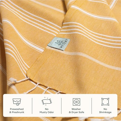 WETCAT Turkish Beach Towel Oversized (38"x71") 100% Turkish Cotton, Made in Turkey - Sand Free, Extra Large, Ultra Soft, Quick Drying, Compact & Lightweight for Travel - Honey Gold - color: Honey Gold, size: Beach Towel (38" x 71")