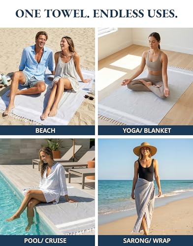 LANE LINEN Large Pool Towels, XL Beach Towel, Pre-Washed, No Shrink, Quick Dry Oversized Beach Towels, Stylish Beach Towel for Women, Sand Free Towel, 39"x71" - Grey - color: 10: Grey, size: Pack of 1