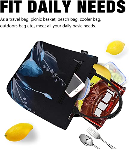 Aosbos Lunch Tote Bag, Insulated Lunch Box for Women, Leakproof Lunch Cooler Purse for Work, Black Dream Flower - color: D. Black Dream Flower