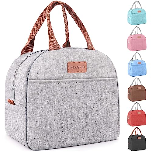 Lunch Bag for Women & Men Adult Insulated Lunch Box, Small Leakproof Cooler Food Lunch Containers Reusable High Capacity Lunch Tote Bags for Work, Travel, Outdoor (Grey) - color: Gray