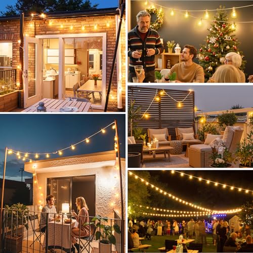 Mlambert 25FT Solar Powered String Lights Outdoor, Waterproof Solar Patio Light String with 10+1 Shatterproof LED G40 Bulbs for Backyard Garden-White - color: White
