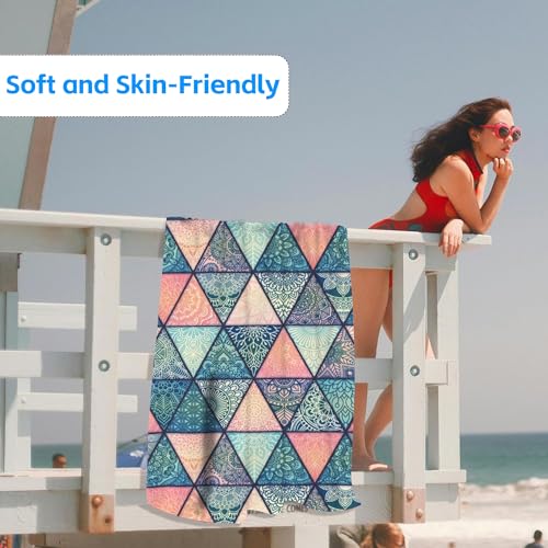 Microfiber Beach Towels,Vintage Ottoman Motifs Mandala Oversized Absorbent Bath Towels,Soft Quick Dry Thin Camping Towel for Adults Women Men,29.5"×59" - color: Vintage Ottoman Motifs Mandala